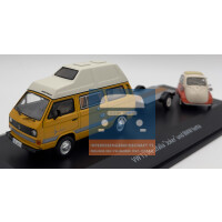 Schuco VW T3a Westfalia Joker Hochdach gelb mit Hänger & Isetta OVP 1:43