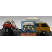 Schuco VW T3a Westfalia Joker Hochdach gelb mit Hänger & Isetta OVP 1:43