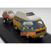Schuco VW T3a Westfalia Joker Hochdach gelb mit Hänger & Isetta OVP 1:43