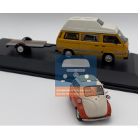 Schuco VW T3a Westfalia Joker Hochdach gelb mit Hänger & Isetta OVP 1:43