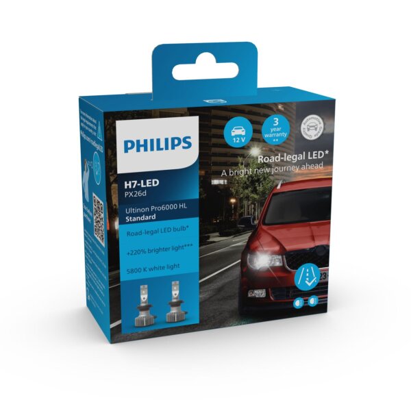 PHILIPS Ultinon Pro6000 H7 LED HL Standard 220% mehr Lichtt