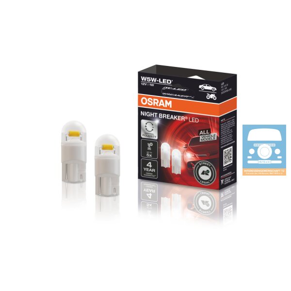 OSRAM NIGHT BREAKER LED W5W met goedkeuring voor gebruik op de openbare weg