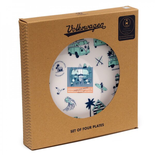 Set mit 4 VW Caravan-Picknicktellern