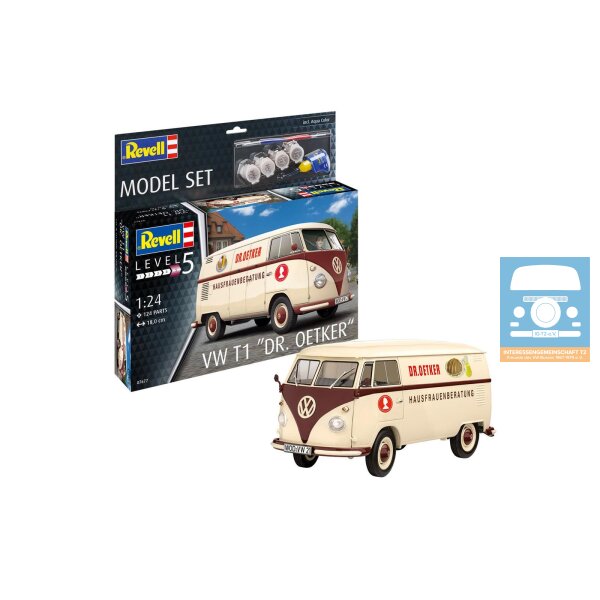 Revell 67677 VW T1 Kastenwagen "Dr. Oetker" 1:24 Bausatz Neu 124 Teile mit Basiszubehör