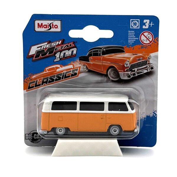 Maisto VW T2 Kombi orange/weiß 1/64