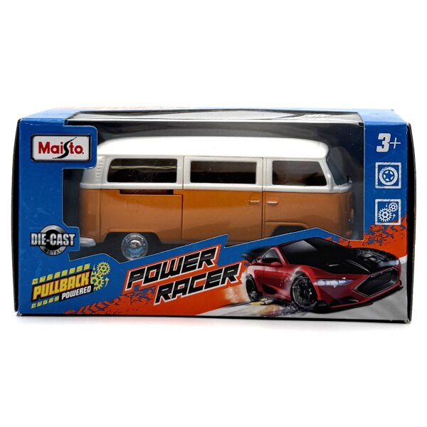 Maisto VW T2 Power racer Kombi orange/weiß 1/64