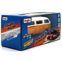 Maisto VW T2 Power racer Kombi orange/weiß 1/64