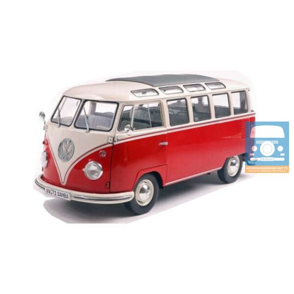 Solido 1/18 1962 Volkswagen Samba, rot/weiß