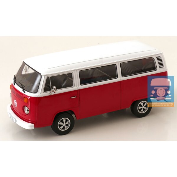 KKScale VW T2b Kombi rood/wit met Fuchs-velgen 1/18