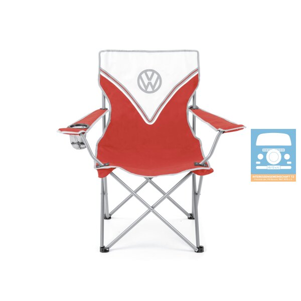 VW T1 Bulli Strandstuhl faltbar mit Tragetasche | Rot/Weiß