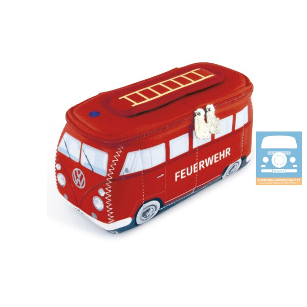 VW T1 Bulli 3D Neopren-Mäppchen Klein Feuerwehr | Rot